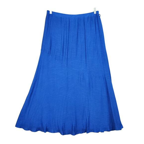 AB Studio Womens Maxi Skirt Size XL Royal Blue Asymmetrical Tiered Textured Y2K - Picture 3 of 9